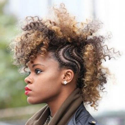 Braided Mohawk with Afro Top
